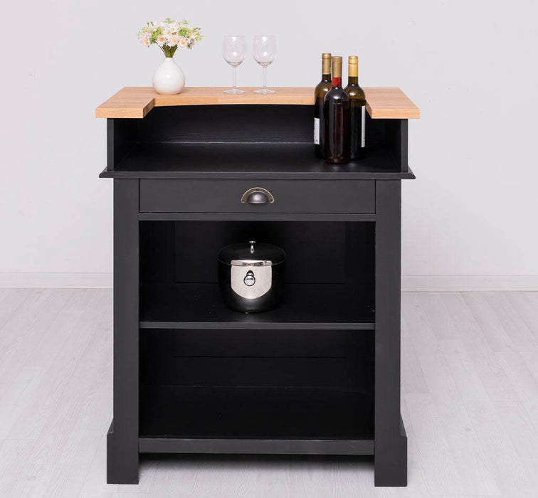 Kleine Landhausbar aus Massivholz - Empfangstheke - Eiche - Schwarz