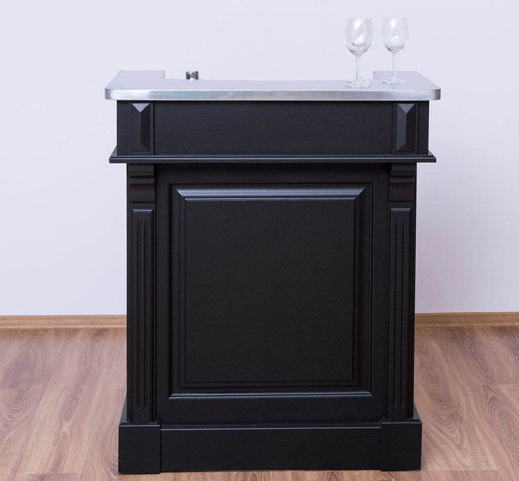 Kleine Landhausbar aus Massivholz - Empfangstheke - Zink - Schwarz