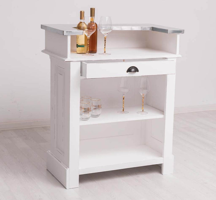 Kleine Landhausbar aus Massivholz - Empfangstheke - Weiß