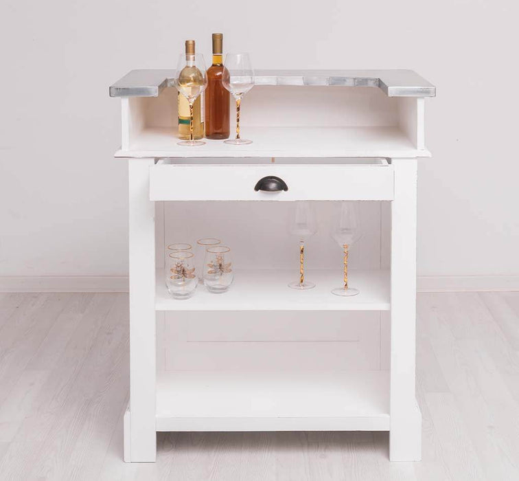 Kleine Landhausbar aus Massivholz - Empfangstheke - Weiß