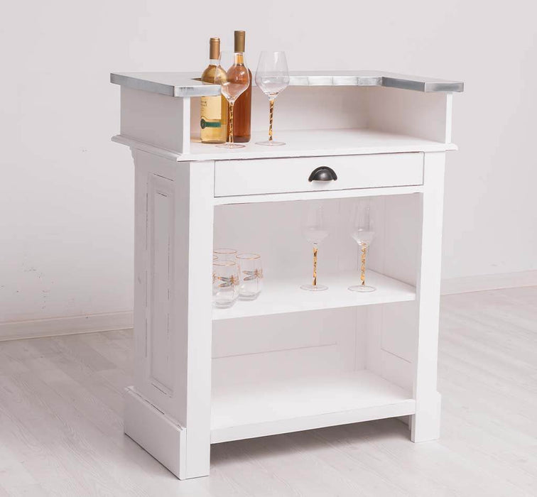 Kleine Landhausbar aus Massivholz - Empfangstheke - Weiß