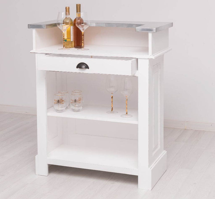 Kleine Landhausbar aus Massivholz - Empfangstheke - Weiß