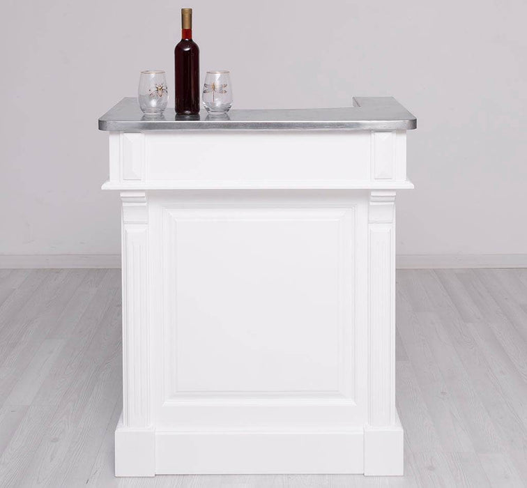Kleine Landhausbar aus Massivholz - Empfangstheke - Zink - Weiß