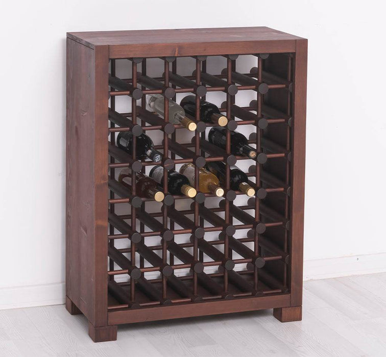 Kleines Weinregal aus Massivholz mit Platz für 42 Flaschen - Salbei