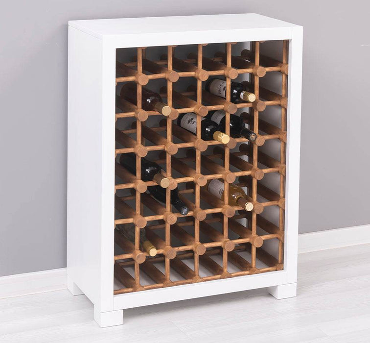 Kleines Weinregal aus Massivholz mit Platz für 42 Flaschen - Salbei