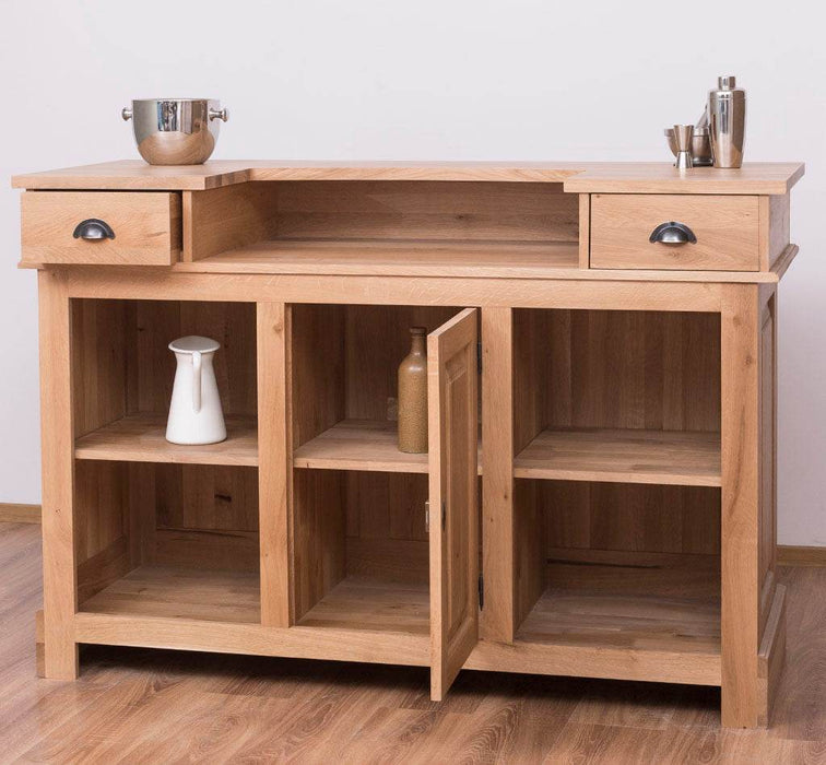 Landhausbar aus massiver Eiche | Cocktail Bar | Kaffeetheke in 2 Größen - 160 x 65 x 107