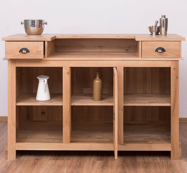 Landhausbar aus massiver Eiche | Cocktail Bar | Kaffeetheke in 2 Größen - 160 x 65 x 107