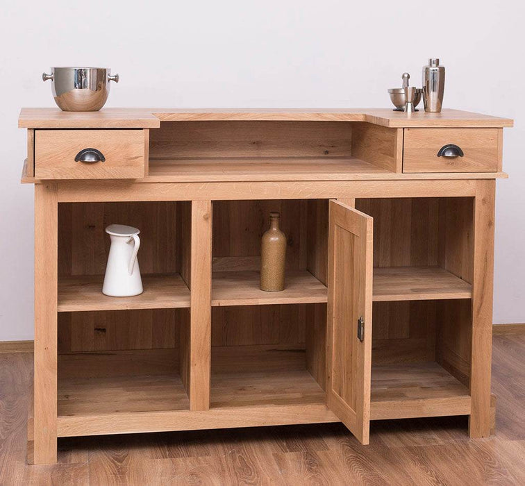 Landhausbar aus massiver Eiche | Cocktail Bar | Kaffeetheke in 2 Größen - 160 x 65 x 107