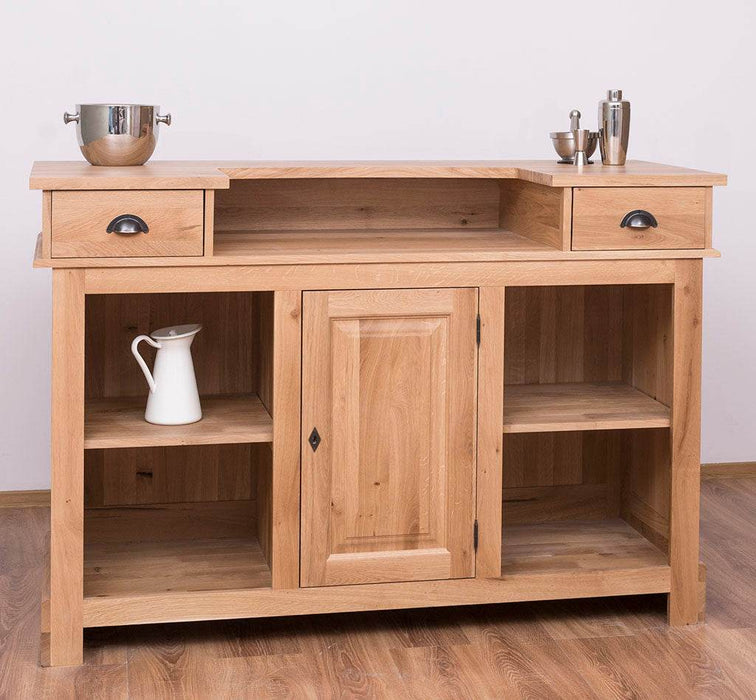 Landhausbar aus massiver Eiche | Cocktail Bar | Kaffeetheke in 2 Größen - 160 x 65 x 107