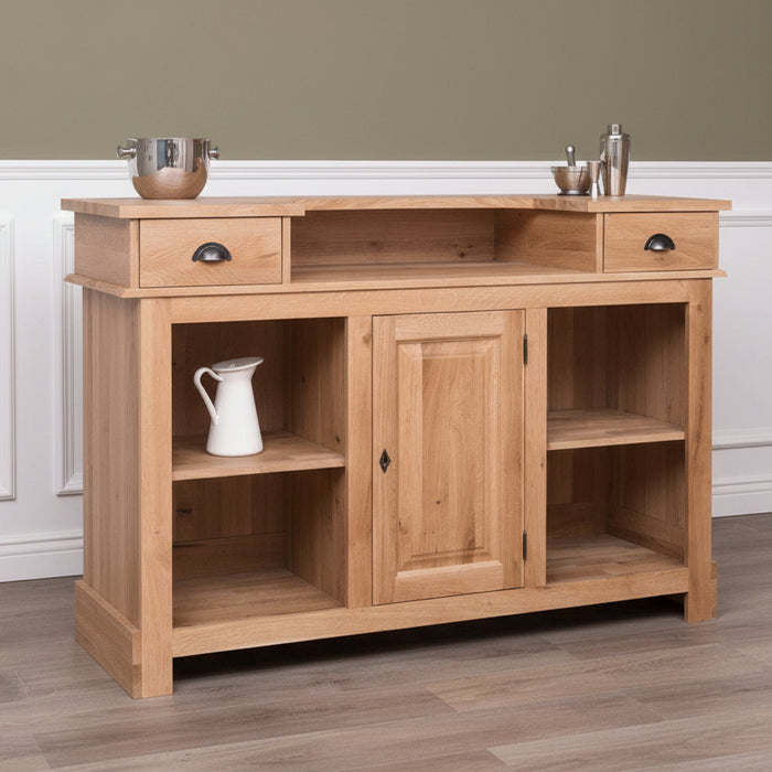 Landhausbar aus massiver Eiche | Cocktail Bar | Kaffeetheke in 2 Größen - 160 x 65 x 107