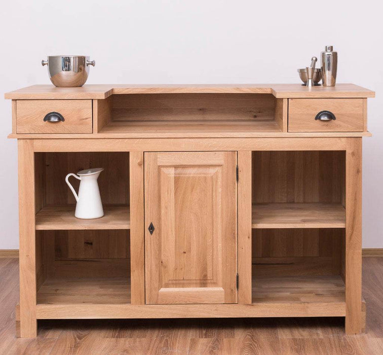 Landhausbar aus massiver Eiche | Cocktail Bar | Kaffeetheke in 2 Größen - 160 x 65 x 107