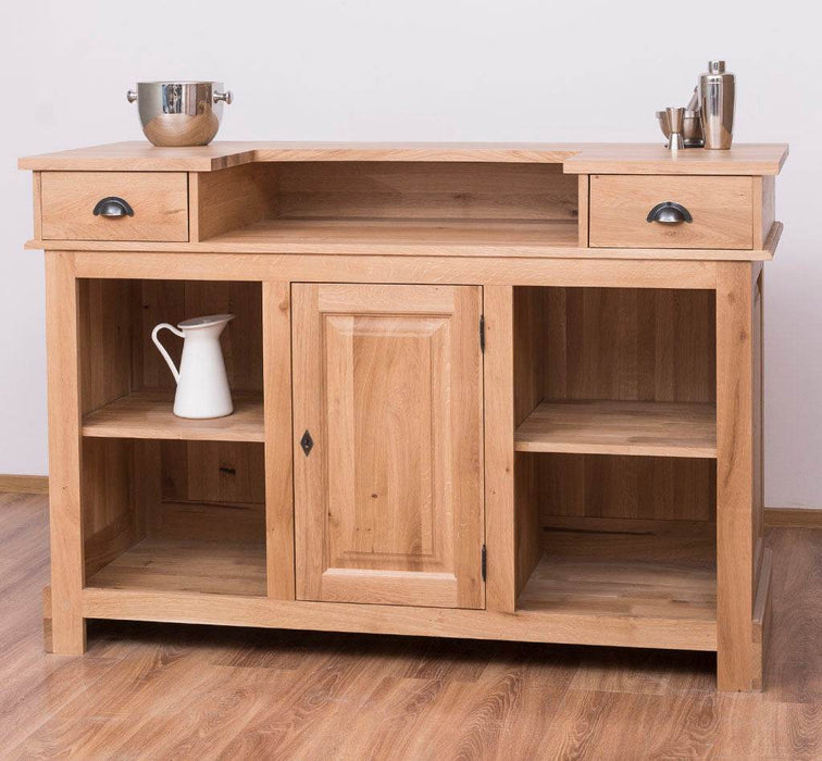 Landhausbar aus massiver Eiche | Cocktail Bar | Kaffeetheke in 2 Größen - 160 x 65 x 107