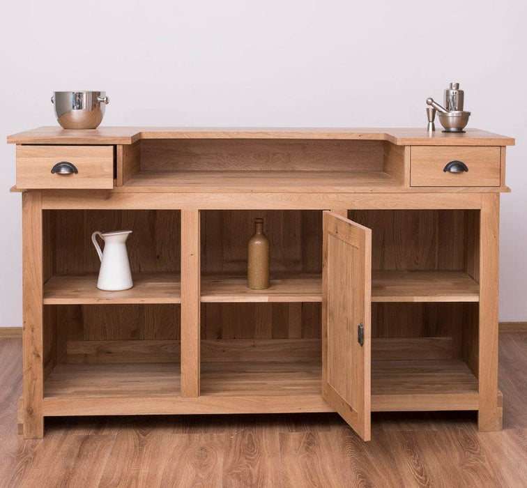 Landhausbar aus massiver Eiche | Cocktail Bar | Kaffeetheke in 2 Größen - 160 x 65 x 107