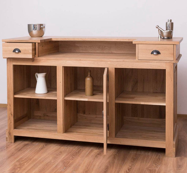 Landhausbar aus massiver Eiche | Cocktail Bar | Kaffeetheke in 2 Größen - 160 x 65 x 107