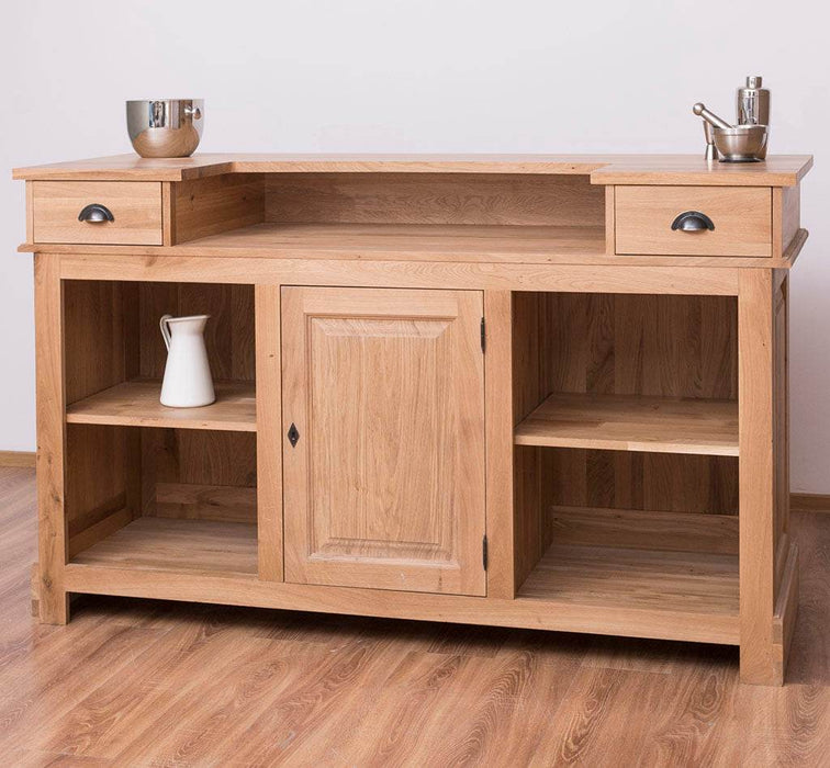 Landhausbar aus massiver Eiche | Cocktail Bar | Kaffeetheke in 2 Größen - 160 x 65 x 107