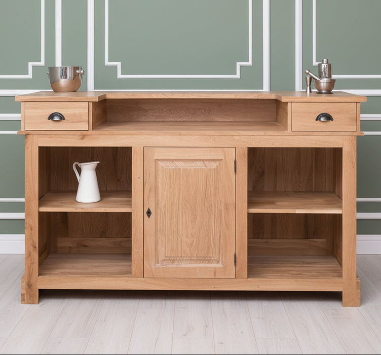 Landhausbar aus massiver Eiche | Cocktail Bar | Kaffeetheke in 2 Größen - 160 x 65 x 107