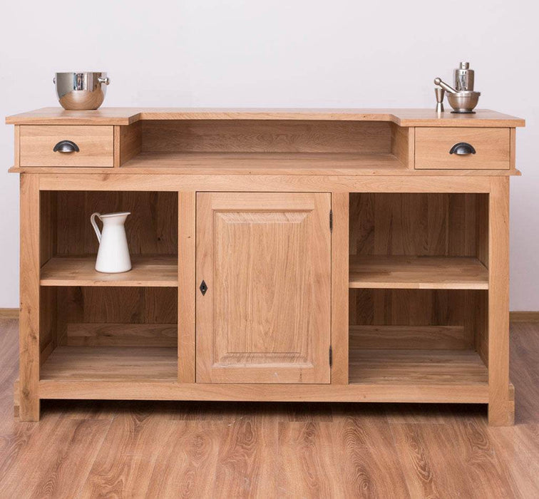 Landhausbar aus massiver Eiche | Cocktail Bar | Kaffeetheke in 2 Größen - 160 x 65 x 107