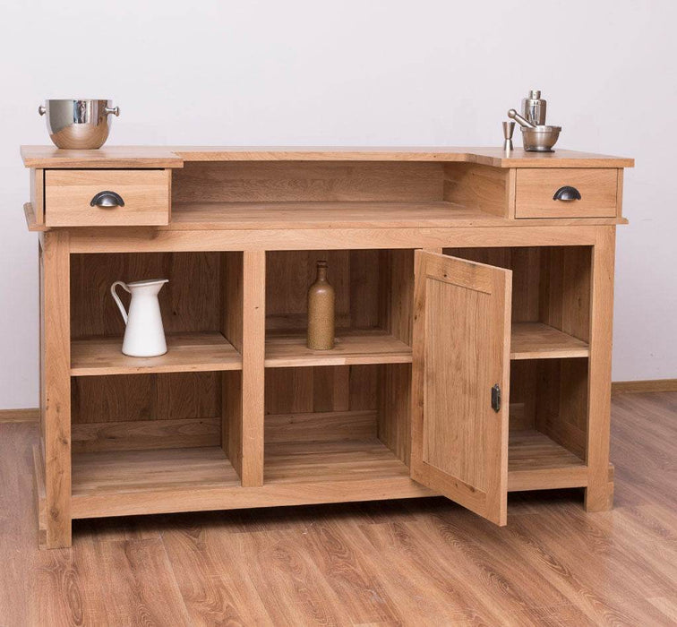 Landhausbar aus massiver Eiche | Cocktail Bar | Kaffeetheke in 2 Größen - 160 x 65 x 107