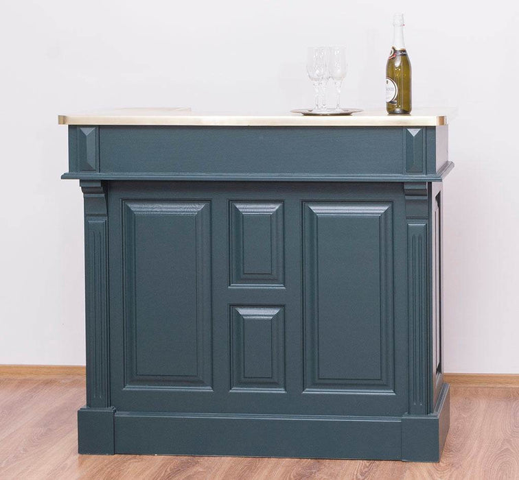 Bartresen | Empfangstheke im Landhausstil - Schwarz mit Metalltresen - Messing - 120x107x51 / Schwarz