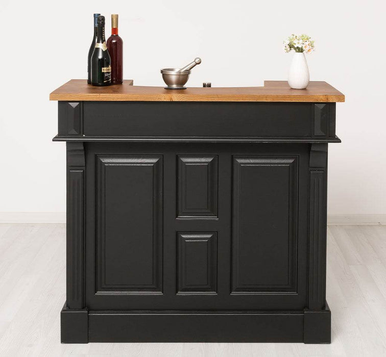 Bartresen | Empfangstheke aus Massivholz im Landhausstil - 120x107x51 / Pinie gebeizt - Schwarz