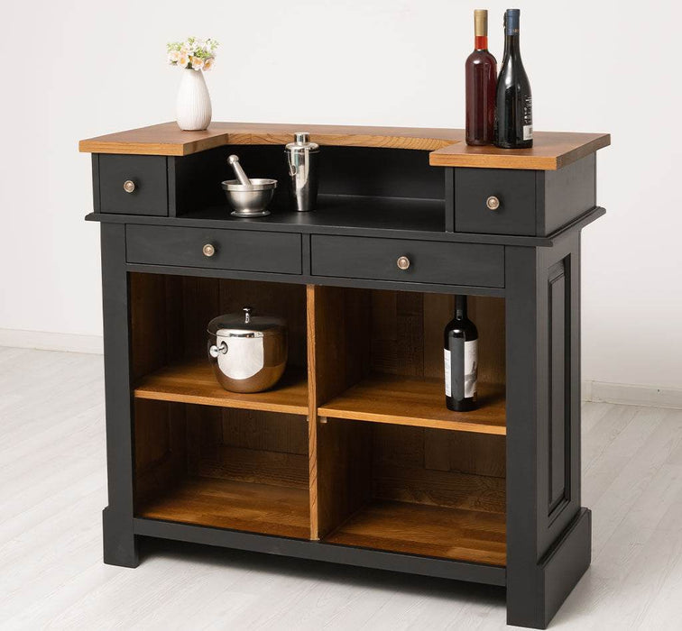Bartresen | Empfangstheke aus Massivholz im Landhausstil - 120x107x51 / Schwarz