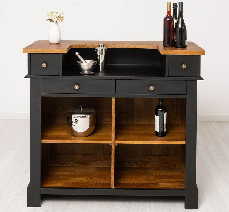 Bartresen | Empfangstheke aus Massivholz im Landhausstil - 120x107x51 / Schwarz