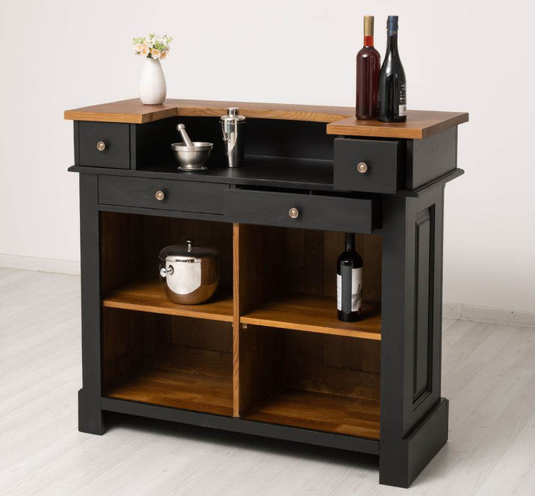 Bartresen | Empfangstheke aus Massivholz im Landhausstil - 120x107x51 / Schwarz