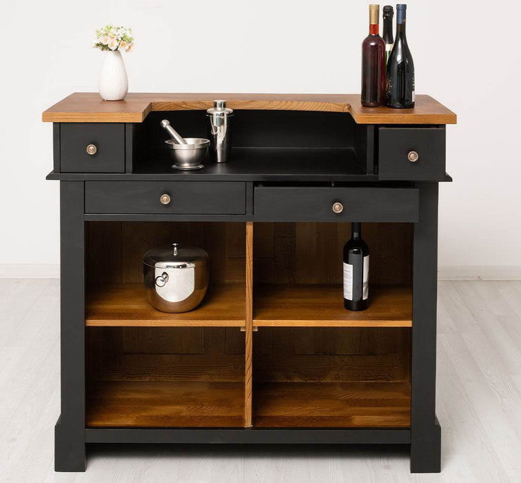 Bartresen | Empfangstheke aus Massivholz im Landhausstil - 120x107x51 / Schwarz