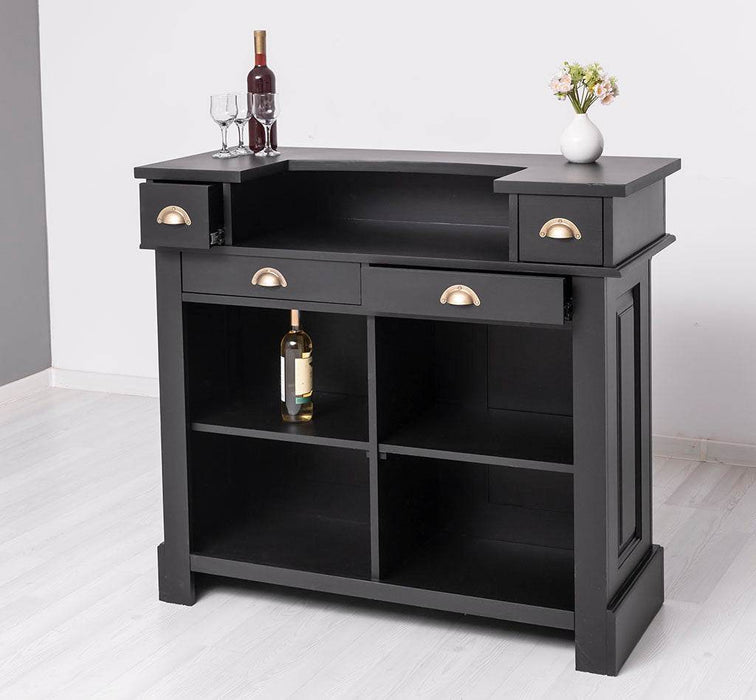 Bartresen | Empfangstheke aus Massivholz im Landhausstil - 120x107x51 / Schwarz