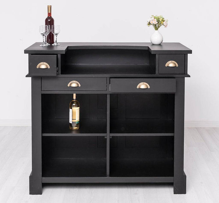 Bartresen | Empfangstheke aus Massivholz im Landhausstil - 120x107x51 / Schwarz