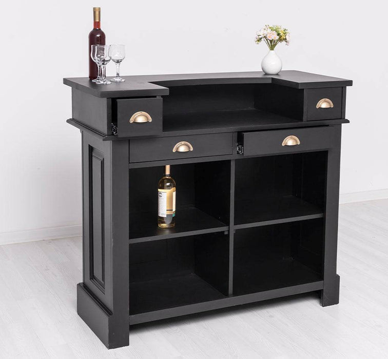 Bartresen | Empfangstheke aus Massivholz im Landhausstil - 120x107x51 / Schwarz