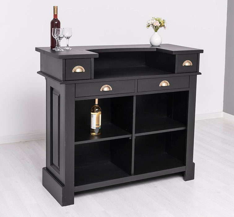 Bartresen | Empfangstheke aus Massivholz im Landhausstil - 120x107x51 / Schwarz