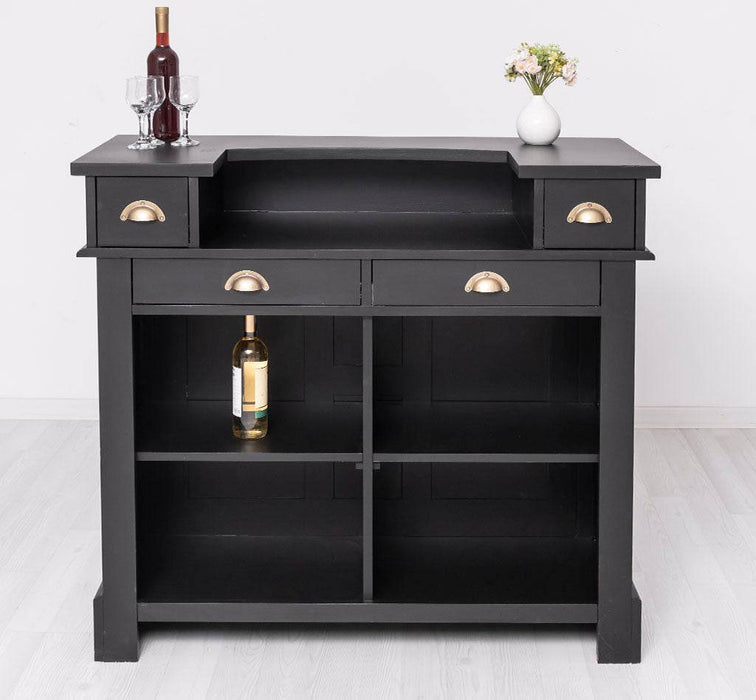Bartresen | Empfangstheke aus Massivholz im Landhausstil - 120x107x51 / Schwarz