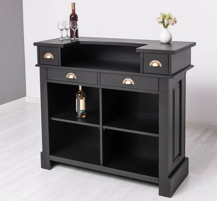 Bartresen | Empfangstheke aus Massivholz im Landhausstil - 120x107x51 / Schwarz
