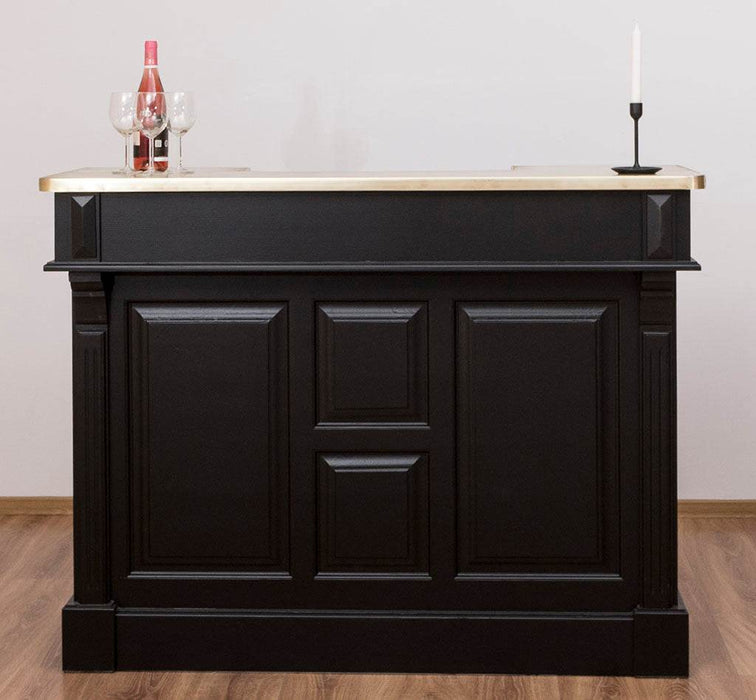 Bartresen | Empfangstheke im Landhausstil - Schwarz mit Metalltresen - Messing - 120x107x51 / Schwarz