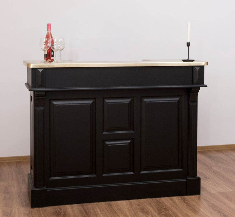 Bartresen | Empfangstheke im Landhausstil - Schwarz mit Metalltresen - Messing - 120x107x51 / Schwarz