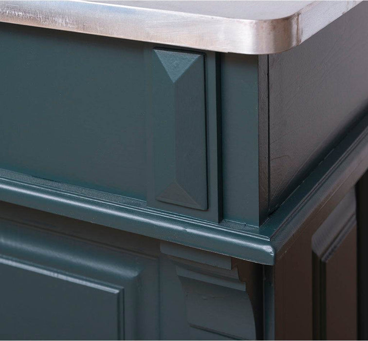 Bartresen | Empfangstheke im Landhausstil aus Massivholz mit Metalltresen - Zink - 120x107x51 / Beige