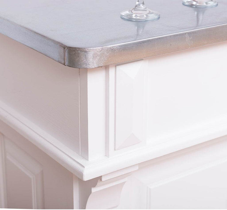 Bartresen | Empfangstheke im Landhausstil aus Massivholz mit Metalltresen - Zink - 120x107x51 / Beige