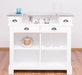 Bartresen | Empfangstheke im Landhausstil aus Massivholz mit Metalltresen - Zink - 120x107x51 / Beige