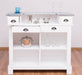 Bartresen | Empfangstheke im Landhausstil aus Massivholz mit Metalltresen - Zink - 120x107x51 / Beige