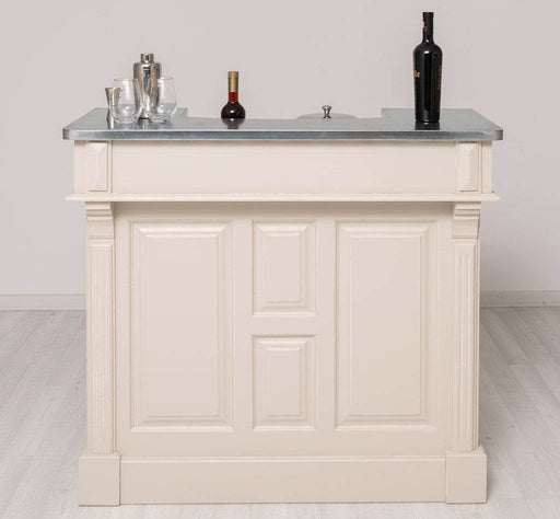 Bartresen | Empfangstheke im Landhausstil aus Massivholz mit Metalltresen - Zink - 120x107x51 / Beige