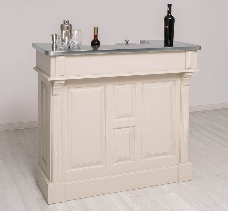 Bartresen | Empfangstheke im Landhausstil aus Massivholz mit Metalltresen - Zink - 120x107x51 / Beige