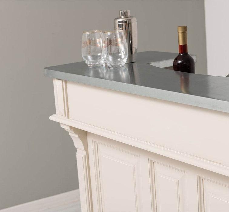 Bartresen | Empfangstheke im Landhausstil aus Massivholz mit Metalltresen - Zink - 120x107x51 / Beige