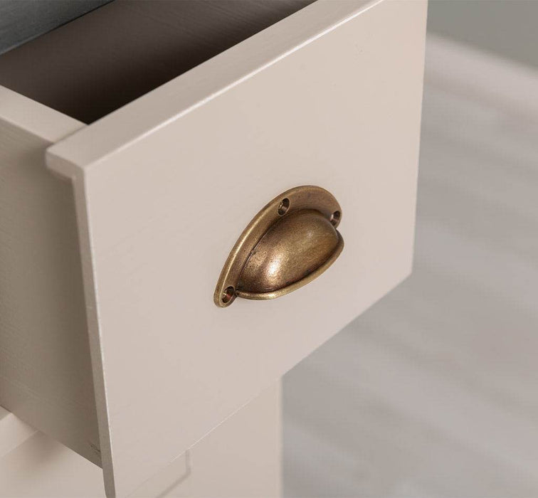 Bartresen | Empfangstheke im Landhausstil aus Massivholz mit Metalltresen - Zink - 120x107x51 / Beige
