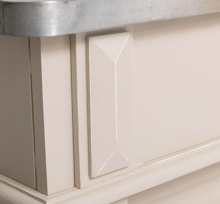 Bartresen | Empfangstheke im Landhausstil aus Massivholz mit Metalltresen - Zink - 120x107x51 / Beige