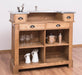 Bartresen | Empfangstheke im Landhausstil aus Massivholz mit Metalltresen - Zink - 120x107x51 / Beige