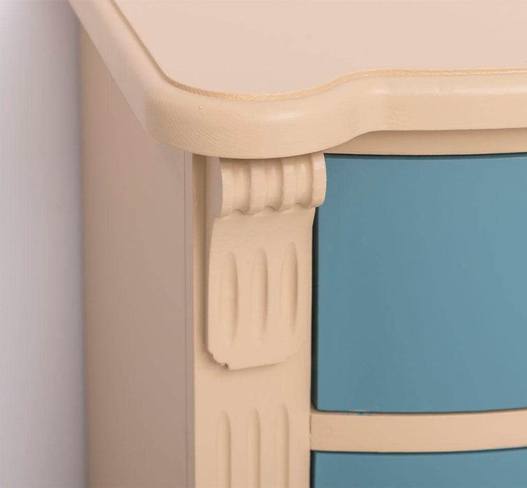 Nachttisch aus Massivholz | Beistelltisch mit drei Schubladen - Beige - Salbei