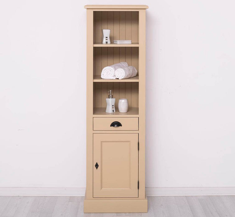 Offener Badezimmerschrank mit Schublade | Handtuchschrank aus Massivholz - Blau