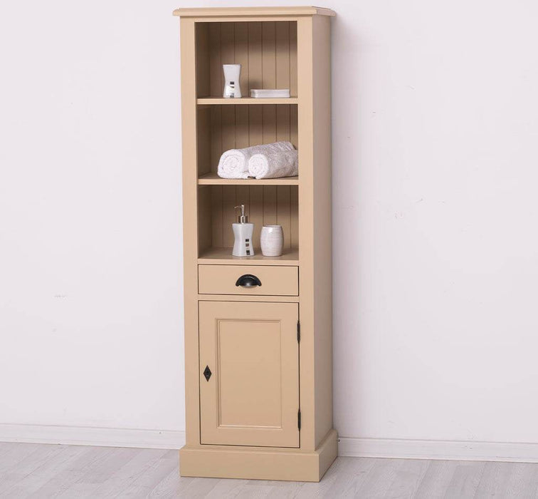 Offener Badezimmerschrank mit Schublade | Handtuchschrank aus Massivholz - Blau