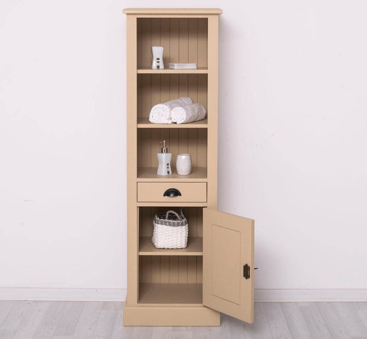 Offener Badezimmerschrank mit Schublade | Handtuchschrank aus Massivholz - Blau